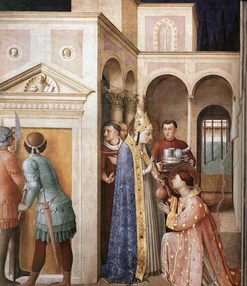 ANGELICO  Fra St Lawrence Receives the Treasures of the Church